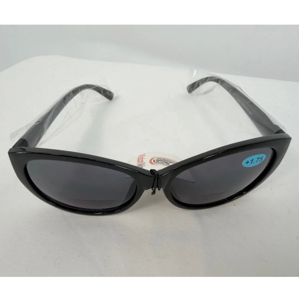 Vision World Black Cat Eye Bifocal Sunglasses Readers +1.75 UV Protection 104-49